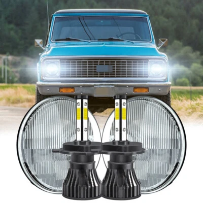 Par de faros LED redondos de 7 pulgadas alto bajo para Chevrolet C10 Panel 1964 1966 Foto 1 de 4