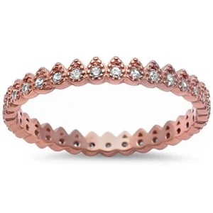 Damen Ring 925 Sterling-Silber Rosegold Rotgold vergoldet Zirkonia Fingerring Q9 - Bild 1 von 3