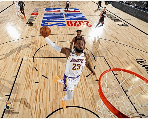 LeBron James Lakers Unsigned 2020 NBA Finals Game Six Dunk Photograph Cover