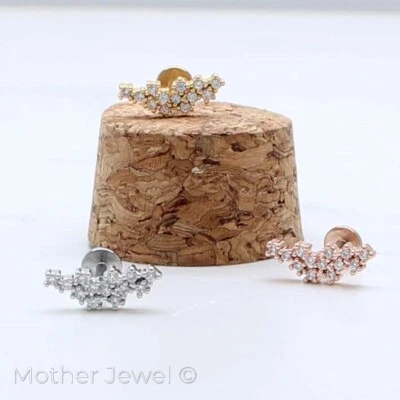 RACIMO DE DIAMANTES SIMULADO CARTÍLAGO PLATA ORO ROSA AMARILLO 14K IP 6MM Foto 1 de 4