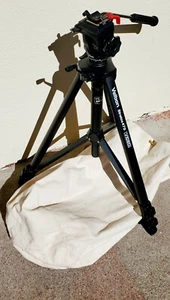 Velbon Stratos 470 Tripod Vel-Flo 8 PH-258 Pan Tilt 63" Max. w/ Canvas Carry Bag - Picture 1 of 5