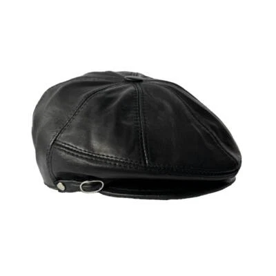 REAL LEATHER IVY CAP Gatsby Flat Cap Newsboy Driving Hat Vintage Men’s Fashion - Image 1 of 4