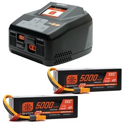 Spektrum Smart Powerstage 8S Bundle: (2) G2 5000mAh 4S LiPo IC5 & S2100 Charger - Image 1 of 2