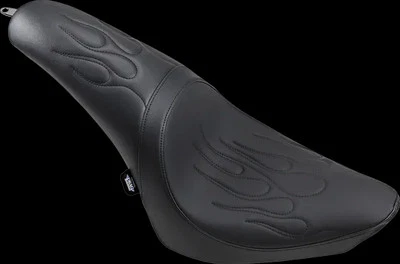 Asiento depredador DS de cuero negro vinilo punto de llama para Softail Springer 00-05 Foto 1 de 4