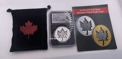 2023 $20 Canada Maple Leaf Super Incuse Black Rhodium NGC PR70 Reverse Proof FR - Image 1 of 4