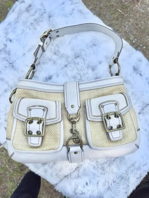 Bolso de paja vintage con hebilla tejida COACH #105 Legacy Foto 1 de 4