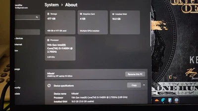 Hp omen 16-b0xxx Intel Core i5 11400H with GPU Nvidia RTX 3050TI 4 gig, 16 Ram - Immagine 1 di 4
