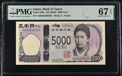 Japón 5000 Yenes ND 2024 P 108 a Tsuda Excelente Gema UNC PMG 67 EPQ SIN RESERVA Foto 1 de 3