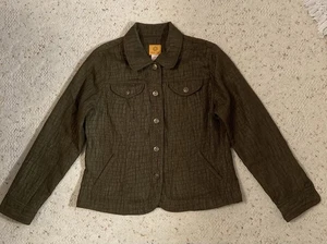 Ruby Rd. Women's Brown Button Up Jacket Pleated Long Sleeve Collared ~ Size 10 - Picture 1 of 11