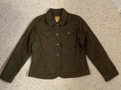 Ruby Rd. Women's Brown Button Up Jacket Pleated Long Sleeve Collared ~ Size 10 - Image 1 of 4