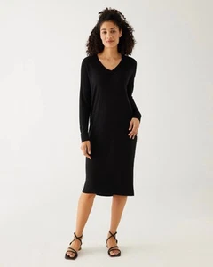 NEW Mersea Saltwash Dress Cashmere Bamboo Black Midi Large NWT - Picture 1 of 8