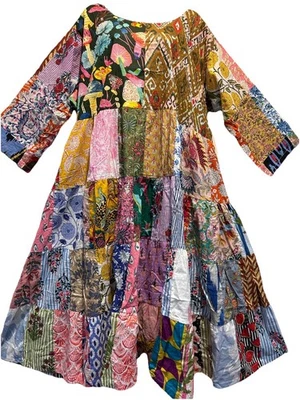 Nwt FUNKY STUFF nothing matches patch cotton maxi hippy boho DRESS 4X Free shipp - Image 1 of 4