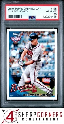 2010 TOPPS OPENING DAY #135 CHIPPER JONES HOF POP 6 PSA 10 - Image 1 of 3