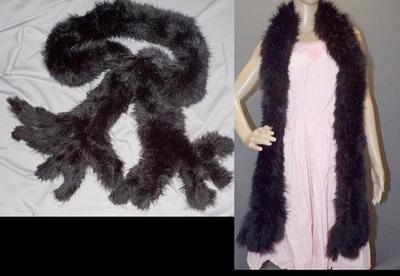 VTG EDWARDIAN 20s 30s SOFT FEATHER OSTRICH Full Length 88" BOA NECK SCARF TAILS - Image 1 of 4