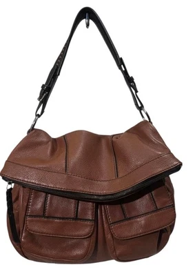 orYANY Shoulder Bag Brown Tan Leather Hobo Fold Over Flap Large Purse - Image 1 of 4