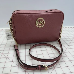 MICHAEL KORS Fulton MK Crossbody Bag Leder Gold Logo ROSE PINK Handtasche Beuteltasche Neu mit Etikett - Bild 1 von 7