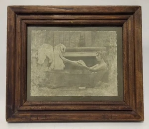 Vintage R. Hendrickson Akt Frau Badewanne Sepia Kunstdruck gerahmt 8,5" x 10" - Bild 1 von 7