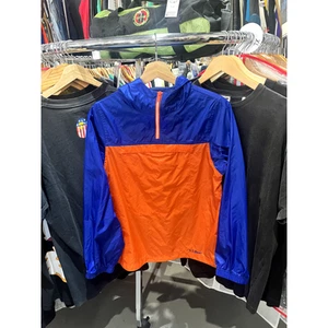 L.L. Bean Color Block Neon Orange Blue Half Zip Anorak Hooded Jacket Youth Large - Picture 1 of 5
