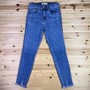 Daze Jeans Damen 26 Distressed Hug Skinny Raw Slit Cuff High Rise Denim Blau - Bild 1 von 10