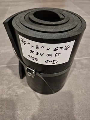 Borracha de estireno butadieno grossa 3/8" 8" W por 69 1/4" L 60D SBR - Imagem 1 de 4