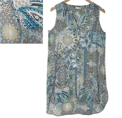 Vestido SPENSE Azul Verde Amarillo Paisley Talla M Túnica Playa Encubrimiento Verano Para Mujer’s Foto 1 de 4