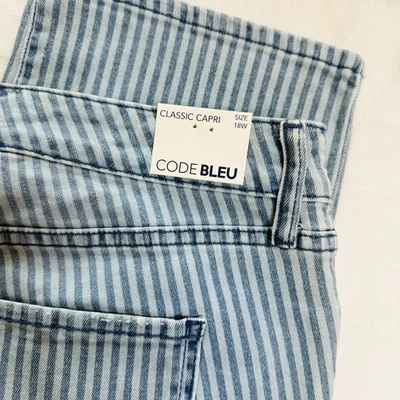 NEW Code Bleu Classic Capri Women Sz 18W Jeans Railroad Stripe All Day Flex NWT - Image 1 of 4