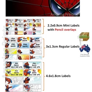 Spiderman Vinyl Personalised Name Label Sticker school book boy tag custom - Picture 1 of 4