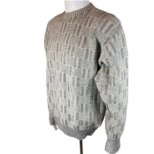 Suéter de lana gris Belmondi para hombre hecho en Italia tejido en gofres texturizado talla 42 - Imagen 1 de 11
