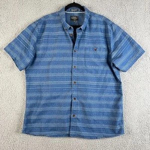 Quiksilver Waterman Shirt Mens XXL Blue Striped Short Sleeve Pocket Surf Skate - Picture 1 of 15