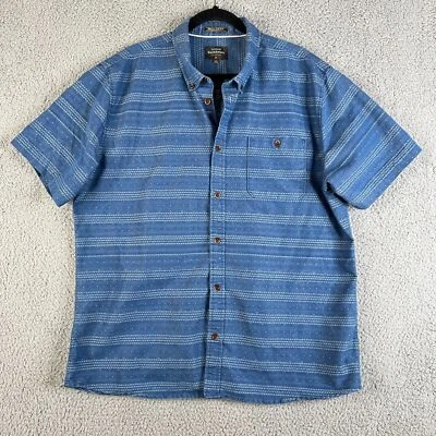 Quiksilver Waterman Shirt Mens XXL Blue Striped Short Sleeve Pocket Surf Skate - Image 1 of 4