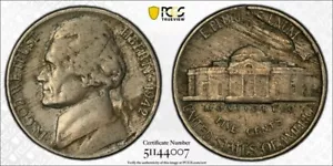 1942 Nickel Mint Error PCGS VF35 Peeling Lamination - Picture 1 of 3