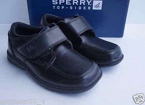 New Sperry Top-Sider Leather Boys Miles Black Dress Shoes U.S Size 9.5W - Picture 1 of 5
