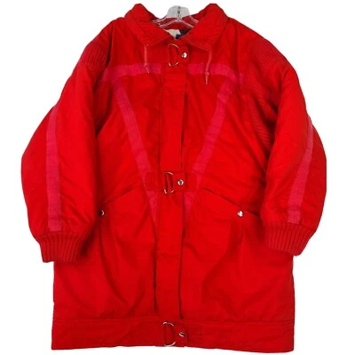 Abrigo forrado acolchado a presión grande rojo grande grueso con cremallera y broche de colección Mulberry Street para mujer  Foto 1 de 4