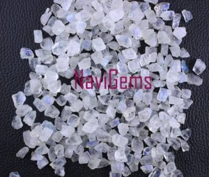 AAA Quality 50 Pieces Natural Rainbow Moonstone Blue Fire Raw 6-8 MM Rough - Picture 1 of 5