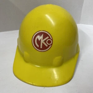 Vintage Fibre Metal Yellow Hard Hat USA Union Made Plastic MKO Logo - Picture 1 of 7