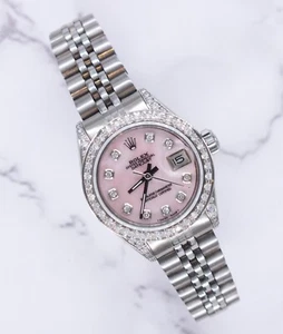 26mm Ladies Rolex Datejust with Pink MOP Diamond Dial, Bezel & Shoulders. - Picture 1 of 12