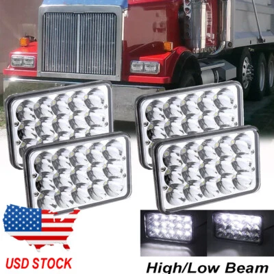 4PCS For Western Star 4900 Semi Truck 4x6" LED Headlights H4656/4651 Hi-Lo Beam - Image 1 of 4