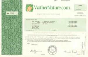 MotherNature.com Aktienzertifikat Jetzt Aktie DrVita.com Vitamine Website - Bild 1 von 1