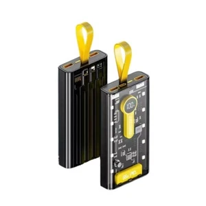 Transparent Fast Charging Power Bank Build-in 4 Cables LED light - Photo 1 sur 14