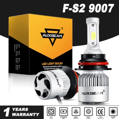 AUXBEAM 9007 HB5 72W COB LED Headlight Bulbs Kit Hi-Lo Beam 8000LM 6500K White - Image 1 of 4