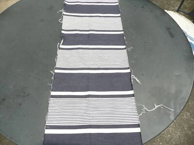 TISSU ancien en métis pour cette toile à matelas rayée bleu 0,29 m x 1,36 m - Photo 1/4