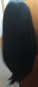 VANESSA BRAZILIAN HUMAN HAIR BLEND MEDIUM LENGTH SILK LACE WIG SIDE PART BLACK - Picture 1 of 10