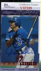 Paul Molitor 1995 Ultra Jsa Coa Hand Signed Authentic Autograph - Picture 1 of 2