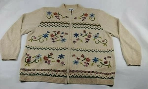 Alfred Dunner Damen Langarm Pullover mit Reißverschluss Größe 2X Blumenmuster  - Bild 1 von 9