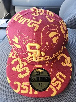 NEW ERA USC Trojans Baseball cap Hat 59fifty RED Yellow 7.5 fitted Flatbill - Image 1 of 4