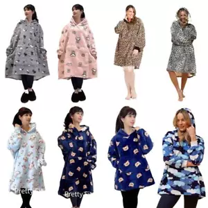 Hooded Blanket Big Hoodie Soft Warm Wearable Blanket Sleepwear for Adult & Kids - Picture 1 of 27