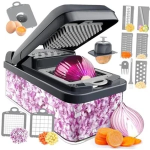 12-in-1 Vegetable Chopper, Kitchen Gadgets, Veggie Chopper, Food Chopper, Gray - Picture 1 of 7