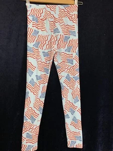 LuLaRoe Tween Red White Blue American Flag Leggings Americana Stars & Stripes - Picture 1 of 4