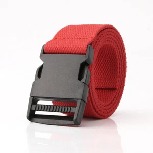 Solid Canvas Unisex Men Color Belt Adjustable Casual Belt Women Waistbands Long, - Picture 1 of 38