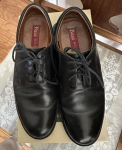 BASS FLEX BLACK LEATHER LONG STREET LACE UP SIZE 8 1/2M - Picture 1 of 8